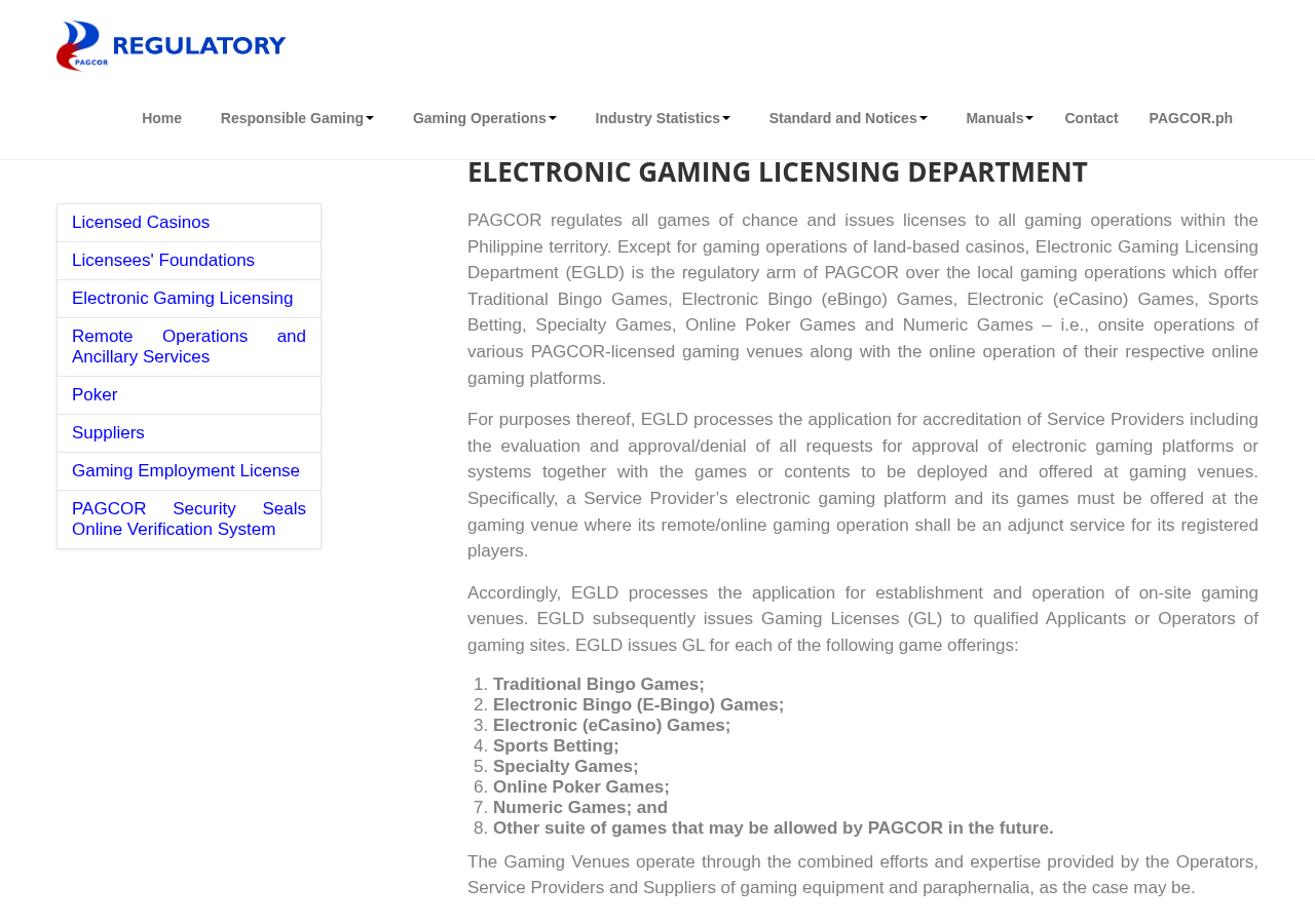 PAGCOR regulatory page capture showing the source route for public gaming lists